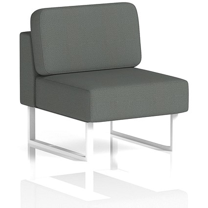 Brixworth Modular Seating Central Unit, With White Legs, In Sumi Fabric, Kobe