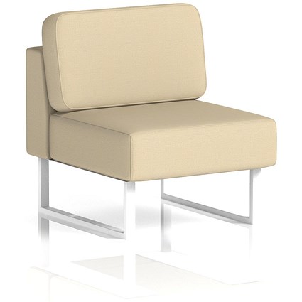 Brixworth Modular Seating Central Unit, With White Legs, In Sumi Fabric, Zen