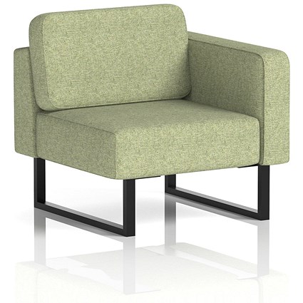 Brixworth Modular Seating Left Unit, With Black Legs, In Rivet Fabric, Burnish