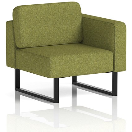 Brixworth Modular Seating Left Unit, With Black Legs, In Rivet Fabric, Olive