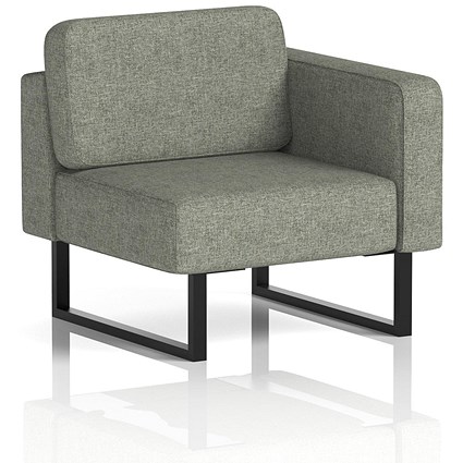 Brixworth Modular Seating Left Unit, With Black Legs, In Rivet Fabric, Vitreous