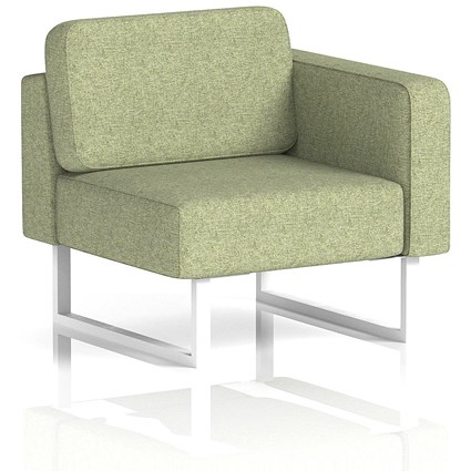 Brixworth Modular Seating Left Unit, With White Legs, In Rivet Fabric, Burnish