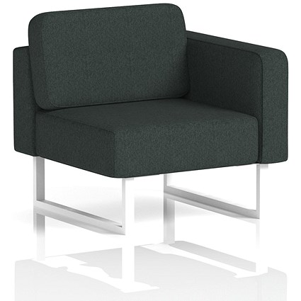 Brixworth Modular Seating Left Unit, With White Legs, In Rivet Fabric, Charcoal