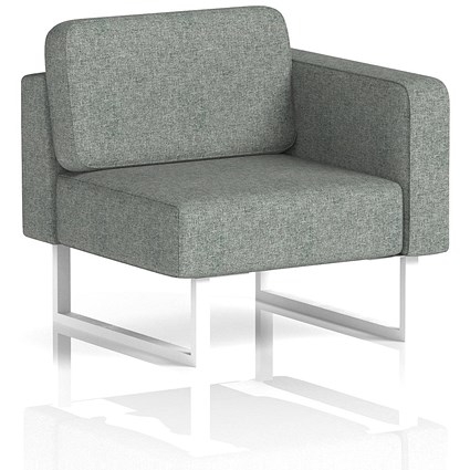 Brixworth Modular Seating Left Unit, With White Legs, In Rivet Fabric, Prime