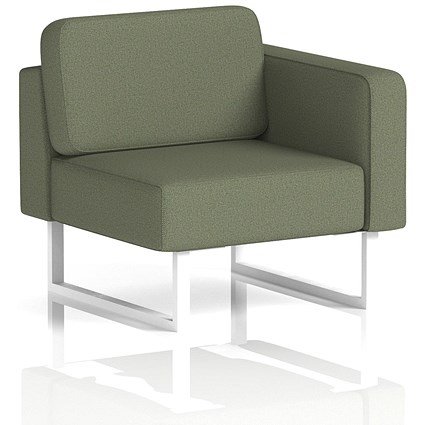 Brixworth Modular Seating Left Unit, With White Legs, In Main Line Flax Fabric, Monument