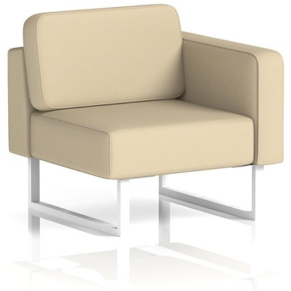 Brixworth Modular Seating Left Unit, With White Legs, In Sumi Fabric, Zen