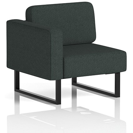 Brixworth Modular Seating Right Unit, With Black Legs, In Rivet Fabric, Charcoal