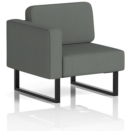 Brixworth Modular Seating Right Unit, With Black Legs, In Sumi Fabric, Kobe