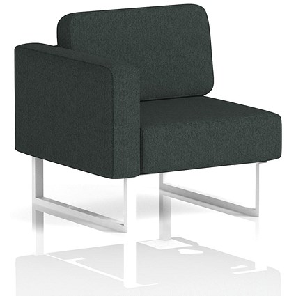 Brixworth Modular Seating Right Unit, With White Legs, In Rivet Fabric, Charcoal