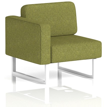 Brixworth Modular Seating Right Unit, With White Legs, In Rivet Fabric, Olive