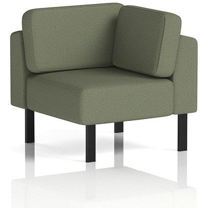 Brixworth Modular Seating Corner Unit, With Black Legs, In Main Line Flax Fabric, Monument