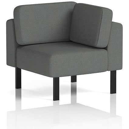 Brixworth Modular Seating Corner Unit, With Black Legs, In Sumi Fabric, Kobe