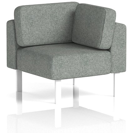 Brixworth Modular Seating Corner Unit, With White Legs, In Rivet Fabric, Prime