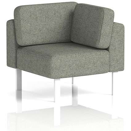 Brixworth Modular Seating Corner Unit, With White Legs, In Rivet Fabric, Vitreous