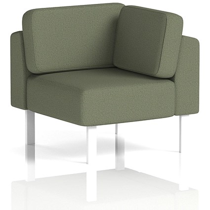 Brixworth Modular Seating Corner Unit, With White Legs, In Main Line Flax Fabric, Monument