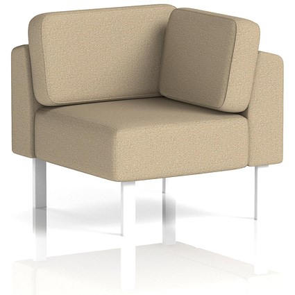 Brixworth Modular Seating Corner Unit, With White Legs, In Main Line Flax Fabric, Upminster