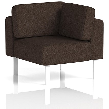 Brixworth Modular Seating Corner Unit, With White Legs, In Synergy Fabric, Wed