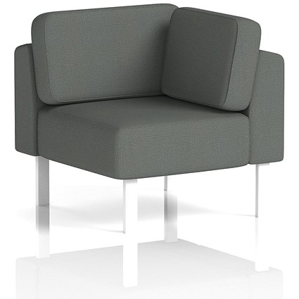 Brixworth Modular Seating Corner Unit, With White Legs, In Sumi Fabric, Kobe