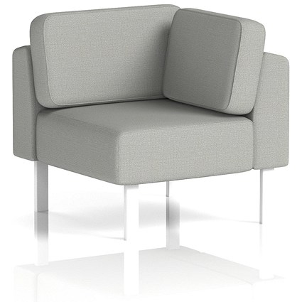 Brixworth Modular Seating Corner Unit, With White Legs, In Sumi Fabric, Tokyo