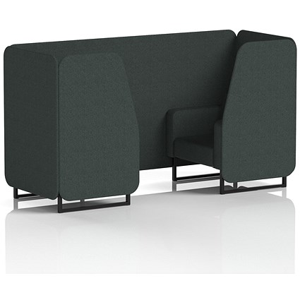 Brixworth 2 Seater Booth, Black Legs, Rivet Fabric, Charcoal Panels And Sofa