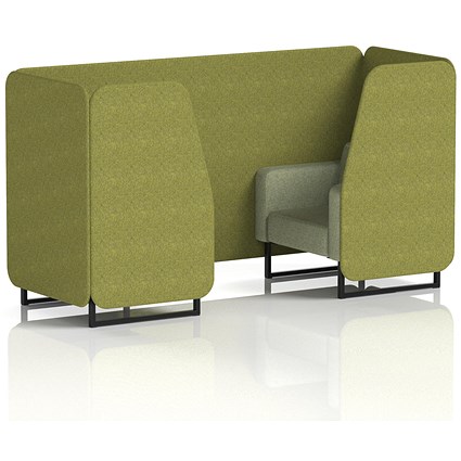 Brixworth 2 Seater Booth, Black Legs, Rivet Fabric, Olive Panels And Burnish Sofa