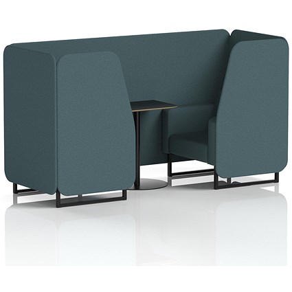 Brixworth 2 Seater Booth with Table, Black Legs, Black Table, X2 Fabric, Polygon Panels And Sofa