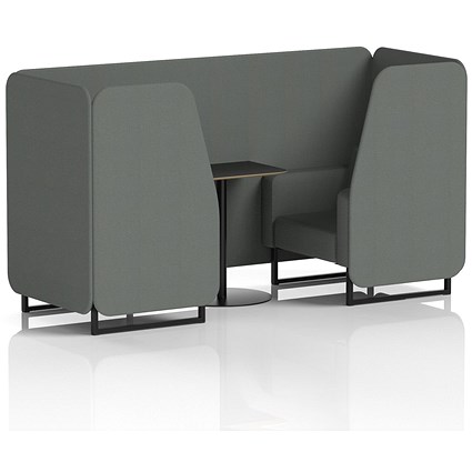 Brixworth 2 Seater Booth with Table, Black Legs, Black Table, Sumi Fabric, Kobe Panels And Sofa