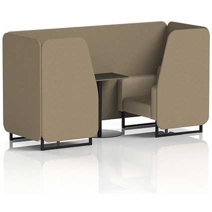 Brixworth 2 Seater Booth with Table, Black Legs, Black Table, Main Line Flax Fabric, Bank Panels And Upminster Sofa