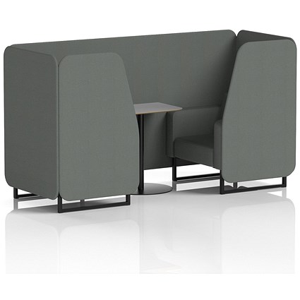 Brixworth 2 Seater Booth with Table, Black Legs, Grey/Black Table, Sumi Fabric, Kobe Panels And Sofa