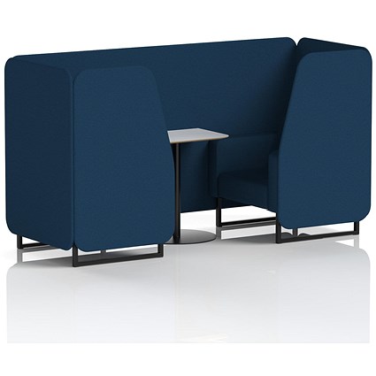 Brixworth 2 Seater Booth with Table, Black Legs, White/Black Table, X2 Fabric, Calculus Panels And Sofa