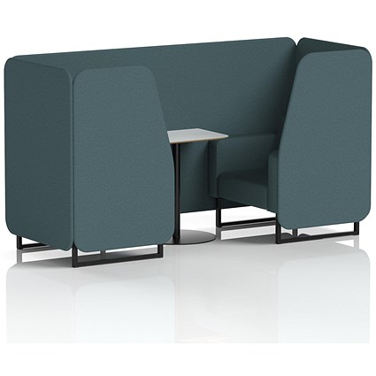 Brixworth 2 Seater Booth with Table, Black Legs, White/Black Table, X2 Fabric, Polygon Panels And Sofa