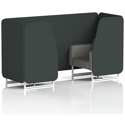 Brixworth 2 Seater Booth, White Legs, Rivet Fabric, Charcoal Panels And Vitreous Sofa