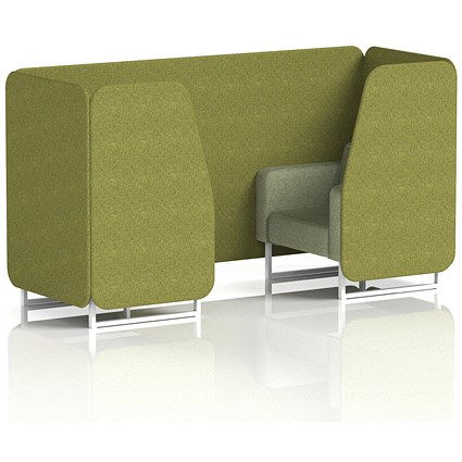 Brixworth 2 Seater Booth, White Legs, Rivet Fabric, Olive Panels And Burnish Sofa