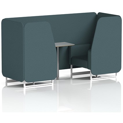 Brixworth 2 Seater Booth with Table, White Legs, Grey/Silver Table, X2 Fabric, Polygon Panels And Sofa