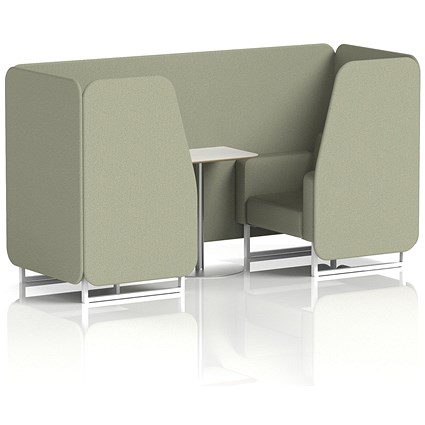 Brixworth 2 Seater Booth with Table, White Legs, White/Silver Table, Main Line Flax Fabric, Newbury Panels And Sofa