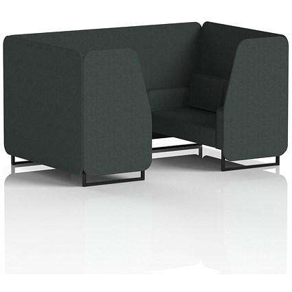 Brixworth 4 Seater Booth, Black Legs, Rivet Fabric, Charcoal Panels And Sofa