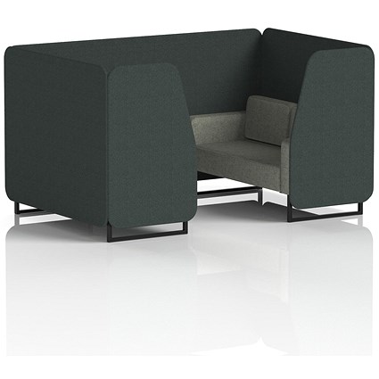 Brixworth 4 Seater Booth, Black Legs, Rivet Fabric, Charcoal Panels And Vitreous Sofa