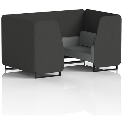 Brixworth 4 Seater Booth, Black Legs, Synergy Fabric, Mix Panels And Partner Sofa