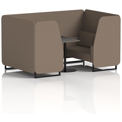 Brixworth 4 Seater Booth with Table, Black Legs, Black Table, X2 Fabric, Theory Panels And Sofa