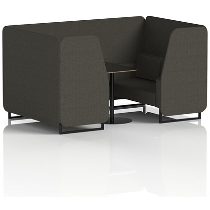 Brixworth 4 Seater Booth with Table, Black Legs, Black Table, Main Line Flax Fabric, Temple Panels And Sofa