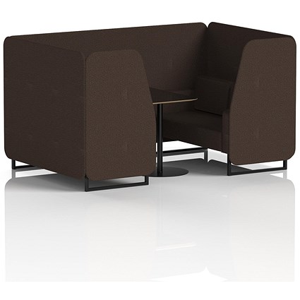 Brixworth 4 Seater Booth with Table, Black Legs, Black Table, Synergy Fabric, Wed Panels And Sofa