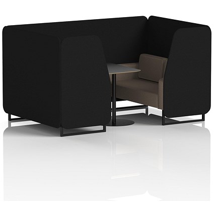 Brixworth 4 Seater Booth with Table, Black Legs, Black Table, X2 Fabric, Diameter Panels And Theory Sofa