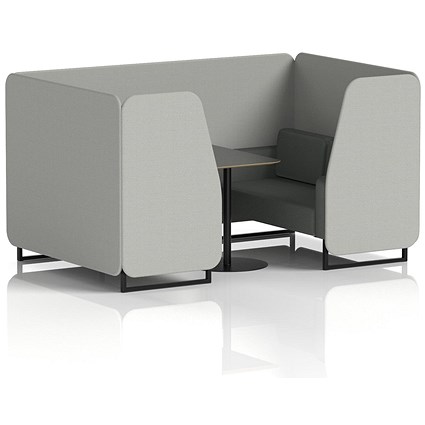 Brixworth 4 Seater Booth with Table, Black Legs, Black Table, Sumi Fabric, Tokyo Panels And Kobe Sofa