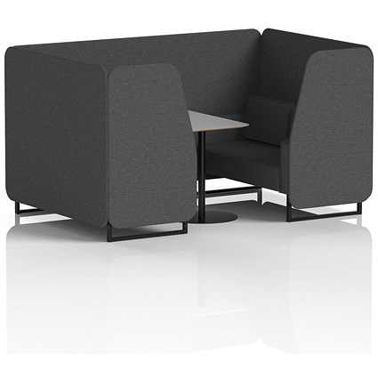 Brixworth 4 Seater Booth with Table, Black Legs, Grey/Black Table, X2 Fabric, Arithmetic Panels And Sofa