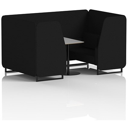 Brixworth 4 Seater Booth with Table, Black Legs, Grey/Black Table, X2 Fabric, Diameter Panels And Sofa