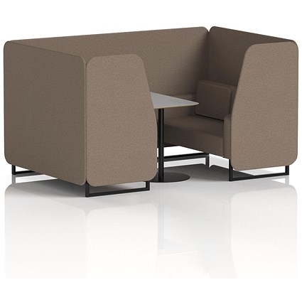 Brixworth 4 Seater Booth with Table, Black Legs, Grey/Black Table, X2 Fabric, Theory Panels And Sofa