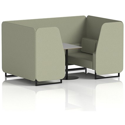 Brixworth 4 Seater Booth with Table, Black Legs, Grey/Black Table, Main Line Flax Fabric, Newbury Panels And Sofa