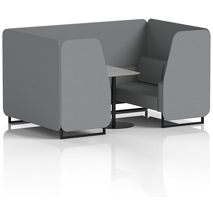 Brixworth 4 Seater Booth with Table, Black Legs, Grey/Black Table, Synergy Fabric, Partner Panels And Sofa