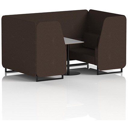 Brixworth 4 Seater Booth with Table, Black Legs, Grey/Black Table, Synergy Fabric, Wed Panels And Sofa