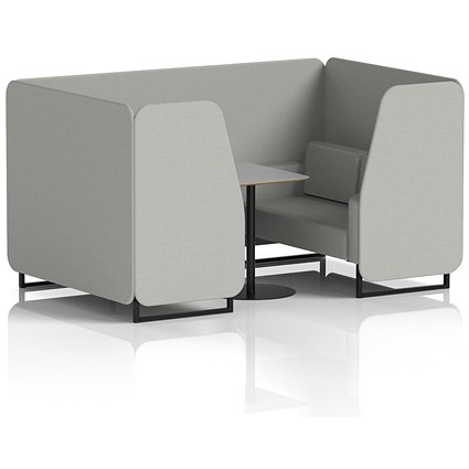 Brixworth 4 Seater Booth with Table, Black Legs, Grey/Black Table, Sumi Fabric, Tokyo Panels And Sofa